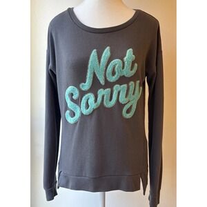 Juicy Couture "Not Sorry" Crewneck Sweatshirt Medium Gray Embroidered Spell Out